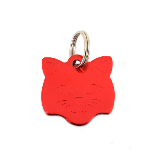 Kočičí kovová známka červená