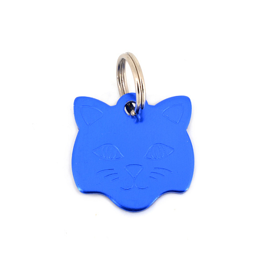 Kočičí kovová známka modrá