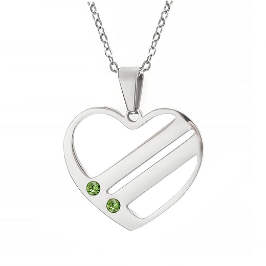 Přívěsek s řetízkem srdce Deluxe se Swarovski krystaly zelený