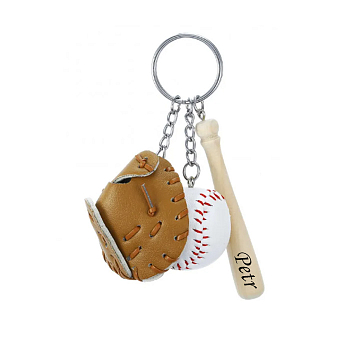 Baseball přívěsek na klíče Brown