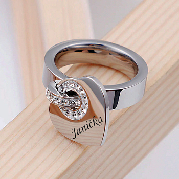 Prémiový ocelový prsten Srdíčko vykládaný zirkony