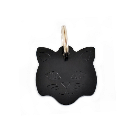 Kočičí kovová známka černá