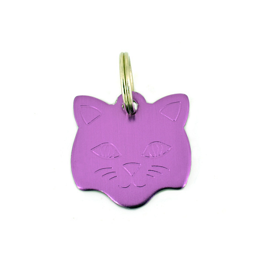 Kočičí kovová známka fialová