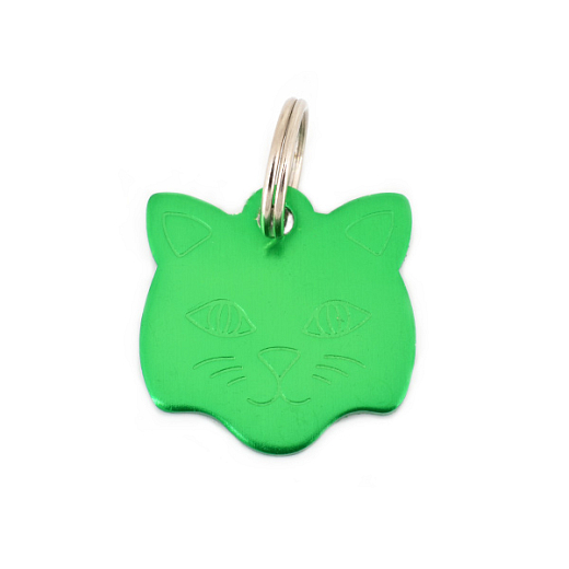 Kočičí kovová známka zelená
