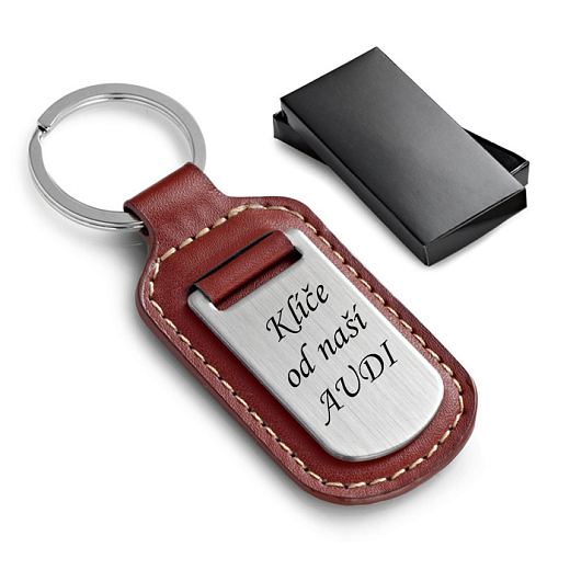 Koženková klíčenka s kovovým ID štítkem