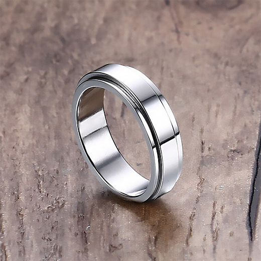 Ocelový prsten otočný stříbrný