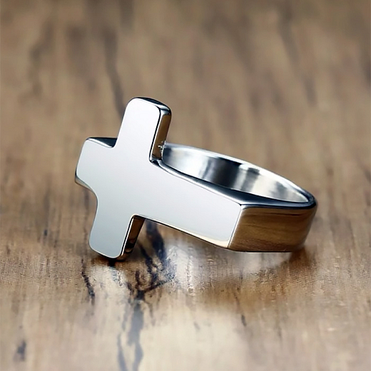 Prsten z chirurgické oceli Kříž